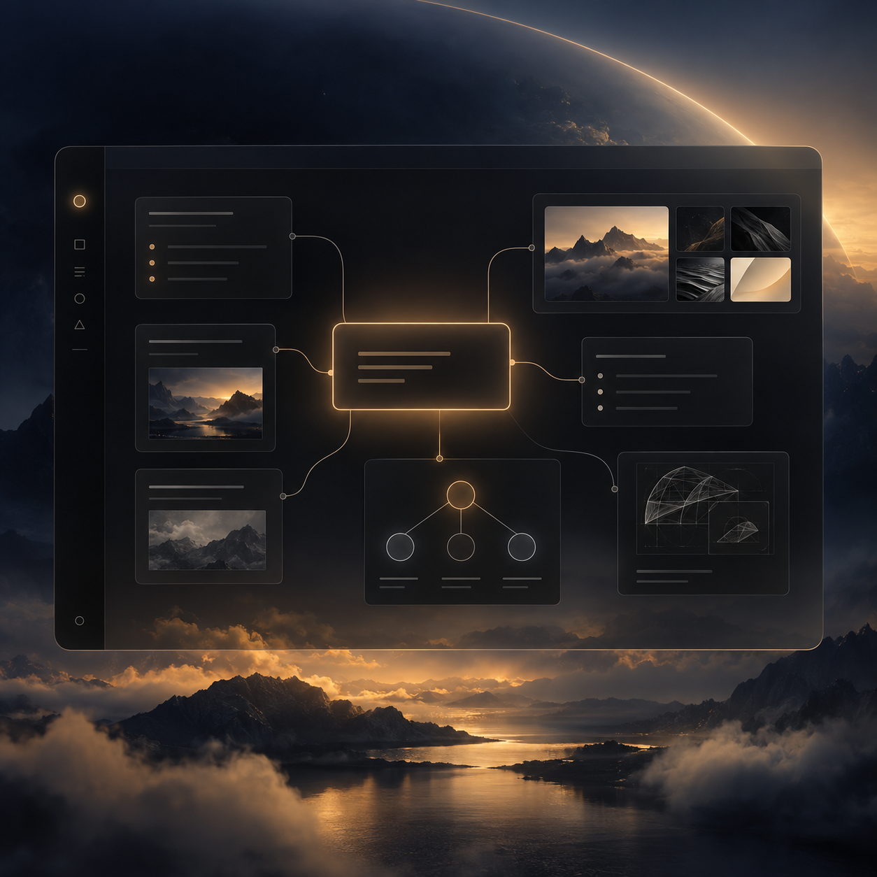 A Gideon workspace connecting notes, references, and a concept map